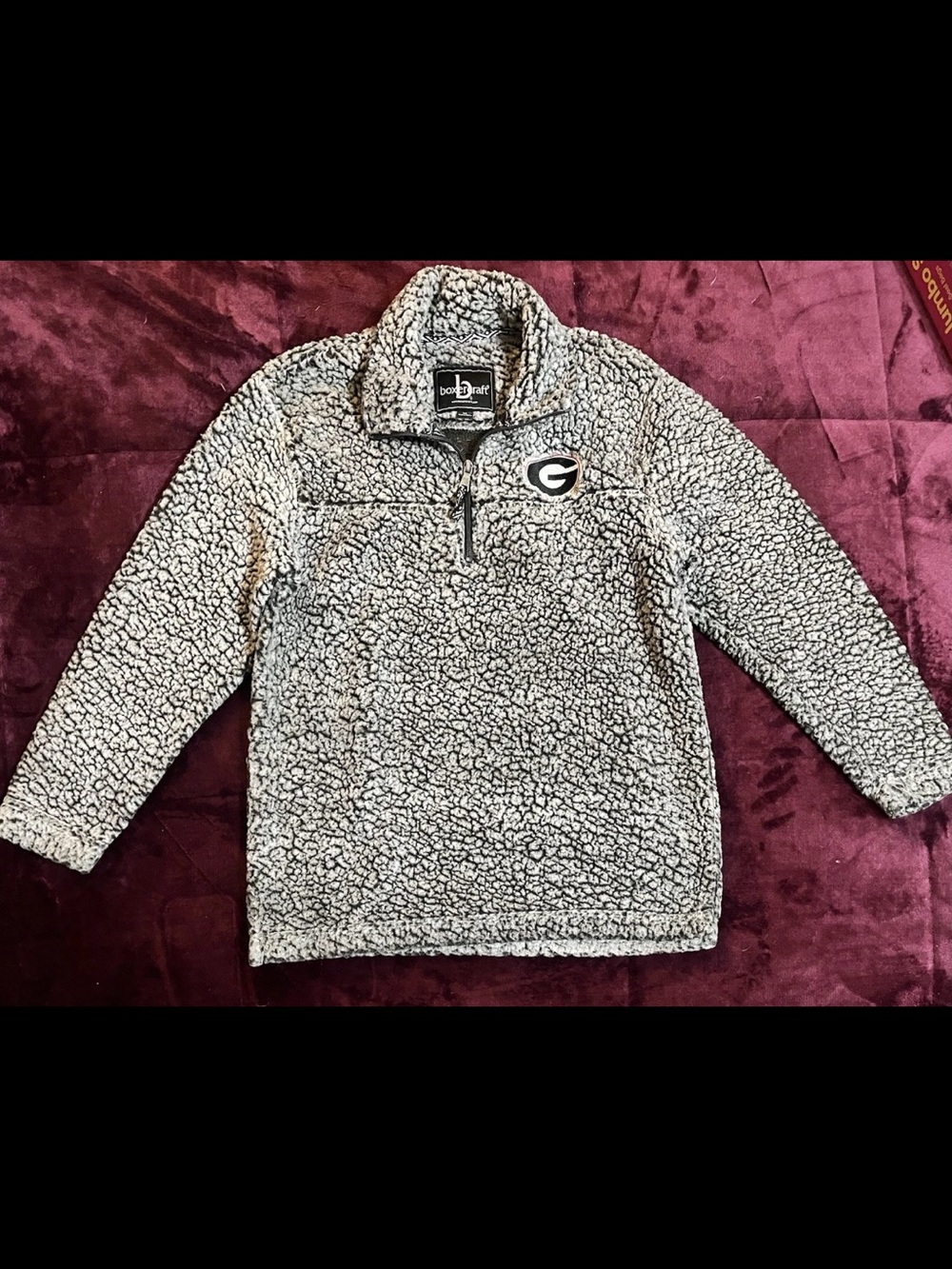 Men’s M Boxercraft College Georgia Bulldogs Sherpa Quarter-Zip Jacket Pullover